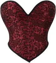 [OFFSUM] Women's Sexy Corset - Fashion Sleeveless Backless Floral Print Crop Top Lace Up Adjustable Solid Color Party Bridal Lingerie Shapewear