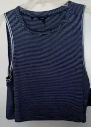 Buffalo David Bitton polyester blend navy/ white striped cropped tank Size XL