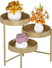 Upgrade Modern 3 Tier Metal Plant Stand, Indoor Outdoor Multi-Tiered Plant Stand Display Tray, Flower Pot Stand for Indoor Home Outdoor Patio Balcony Yard