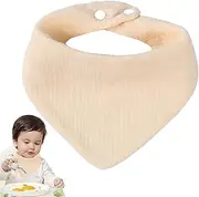 Fruusv Toddler Bandana, Absorbent Cotton Teething Bib, Soft Triangle Drool, (Solid Colors), Adjustable Snap Closure, Lightweight Baby Bibs For Feeding, Teething & Drooling Protection, Beige, Refer to