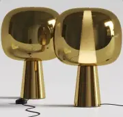 Modern LED Table Lamp. Polished Metal Base with Metallic Glass Shade. Ships Free