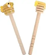 OKUMEYR Stirring Stick Set 2 Pack Bee Wooden Sticks Honey Jam Stirrer Sturdy Easy to Clean Great for Cooking Parties