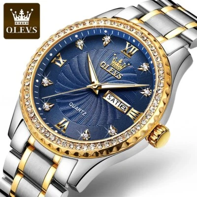 OLEVS 5565 Diamond-encrusted Quartz Waterproof Luminous Stainless Steel Watch