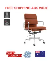 Matt Blatt Eames Premium Replica Low Back Soft Pad Office Chair (Leather Tan / C