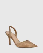 Quannah Bronze Recycled Satin Stiletto Heel Slingback