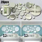 26PCS Circle Mirror Tiles Wall Stickers Art Decal Mural Bedroom DIY Home Decor ~