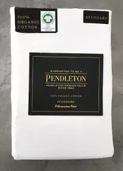 PENDLETON Pillowcases Organic Cotton Set of 2 Standard Size Solid White 100%