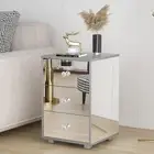Mirror Bedside Table 3 Drawers Side Table Mirrored Nightstand for Bedroom