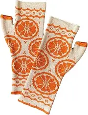 [Jesscasday] Winter Knitting Gloves Windproof Women Half-Finger Gloves Thicken Outdoor Ski Gloves Touchscreen Orange Winter