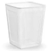 DRONJONS Wastepaper Basket Square Trash Can - 1 Pack White Non-Slip Mesh Bin
