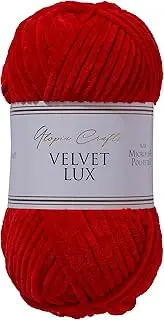 [Utopia Crafts] Velvet Lux Chenille Super Soft Chunky Yarn for Knitting and Crochet, 100g - 110m (Red)