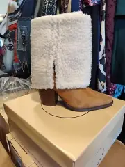 SODA GIZMOS-AS WHITE TAN SHOEBOOTIE WESTERN HEEL 8 M