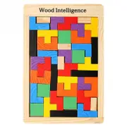 Wooden Tetris Puzzle Tangram Jigsaw Brain Teasers Game Toy Building Blocks Gameful Educational Kid Toy