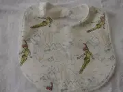 Peter Pan White Newborn Baby Bib Cotton Front Towelling Back Handmade