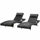 Outdoor Sun Lounge Setting Wicker Lounger Day Bed Rattan Patio Furniture Black G