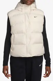 Nike Therma-FIT Hooded Puffer Vest in Ivory Beige/white at Nordstrom, Size Medium