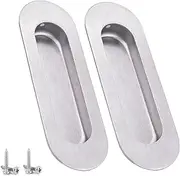 2 Pack Recessed Door Handles 120mm, Stainless Steel Concealed Flush Pull Handles, Silver Flush Pulls Handle, Sliding Door Handles for Kitchen Barn Door Closet