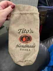 Tito's Handmade Vodka Canvas Burlap Drawstring Bag New!
