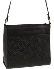 [PIERRE CARDIN] Leather Diamond Pattern Embossed Cross-Body Bag in Black