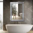 Eye-Catching Gleaming Diamond Wall Mirror XXL Rectangle Mirror Living Room Decor