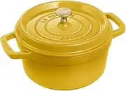 staub La Cocotte Round Citron Z1029-058 Pico Cocotte Round Citron 8.7 inches (22 cm) Both Handed Cast Enameled Pot, Induction Compatible, Genuine Product in Japan with Serial Number