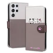 S21 Ultra Wallet Case 3 Credit Card Slot ID Card Holder, PU Leather Flip Case with Strap - Pink