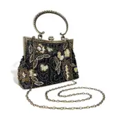 Nevenka Womens Vintage Sequins Beaded Evening Bag Formal Handbag Wedding Clutch-Black