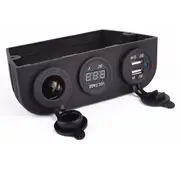 Car Dual Usb Charger + Volt Meterr + Cigarette Lighter Socket