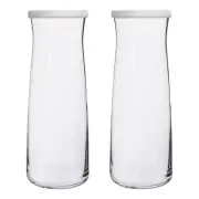 2x LAV White Lid 1.2L Vera Glass Carafes Clear Water Wine Decanter Bottle Set