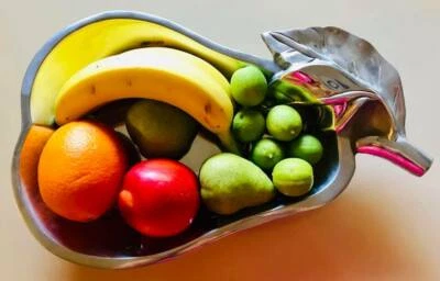 Pear Mexican Hand-Made Pewter Alum Snack Chips Dip Candy Nuts Tray Fruit Bowl