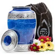 GR8 Blue Marble Funeral Urn for Adults – Large Handcrafted Cremation Urn f