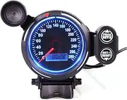 APTPKGDFDK Blue and Red LED LCD 80MM MPH Gauge Speedometer Car with Red Shift Light MPH Auto Gauge Temperature Meter(Bule)