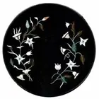Round Black Marble Coffee Table Inlaid Floral Handmade Art Console Bar Furniture