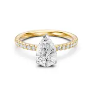 Pear Shoulder Ring with 2.25ct of Laboratory Grown Diamonds in 18ct Yellow Gold