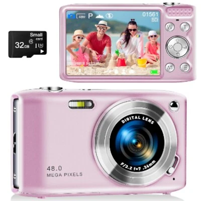 Digital Camera FHD 48MP 4K Video 16X Zoom 2.88' IPS Screen Point and Shoot