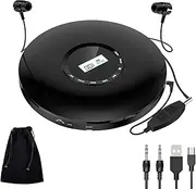 Gueray Portable CD Player 1400mAh Rechargeable Walkman With Headphones Jack, USB Supply, LCD Display - Personal Discman (Black)