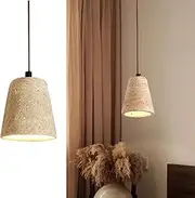 Modern Pendant Ceiling Light – Natural Stone & Wood Small Chandelier, Nordic Hanging Light Fitting with E27 Bulb, for Living Room, Bedroom, Kitchen Island, Dining Room, Hallway (C,M)