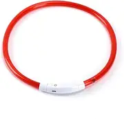 zolyet Dog Collar USB Flash Dog Necklace Light PVC Pet Safe Collar for Large Medium Small Dogs Red