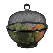Large Capacity Mesh Fruit Basket with Lid Fly-Proof Fruit Bowl Easy to Clean black