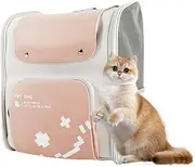 BOSERMEN Cat Backpack, Safety Lock and Bottom Pad Inside, Ventilated Design, Portable Pet Backpack for Outdoor Travel Hiking Camping Airline Approved(Pink)