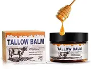 (100g) Grass Fed Beef Tallow Balm with, Honey, and Olive Oil, Improves Skin Texture, Dry Skin, Reduces Dark Skin Spots, and Symptoms of Psoriasis and Eczema