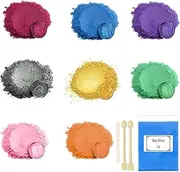 Cosyhav 8psc Mica Powder 5g,Mica Powder for Epoxy Resin,Pearlescent Resin Pigment,Suitable for Soap Color, Candle Color, Cosmetics, Nail Polish, Bath Ball,Slime
