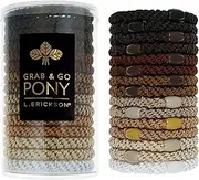 L. Erickson Grab & Go Pony Tube - Camelback - 15 Pack Ponytail Holder Hair Ties