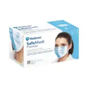 Medicom 2015 SafeMask Premier Earloop Face Masks ASTM Level 1 Blue 50/Bx