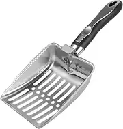 Litter Scooper, Stainless Steel Cat Poop Scooper, Heavy Duty Cleaning Tool, Ergonomic Long Handle Sifting Tool Pet Supplies for Indoor Home Keep Hygiene