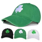 Vintage Washed Cotton Plain Baseball Caps Medium-Large Kelly/Clover Logo