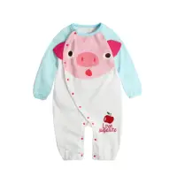 在飛比找momo購物網優惠-【Baby童衣】任選 動物造型長袖連身衣 82057(小豬)