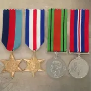 WWII MEDAL SET -1939-45 STAR, FRANCE & GER STAR, 1939-45 DEFENCE + WAR MEDAL