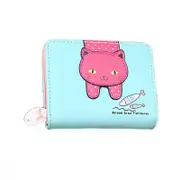 Ladies Small Wallet Cute Cat Pattern Coin Purse Card Organizer-LightGreen