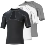 Mens Compression Short Sleeves Shirt with Mesh Panels Base Layer Top Gym Sports
